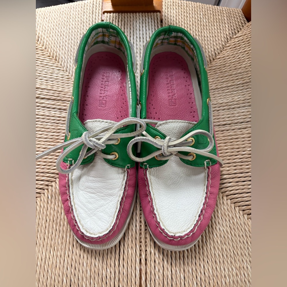 Sperry Green and Pink Boat Shoes